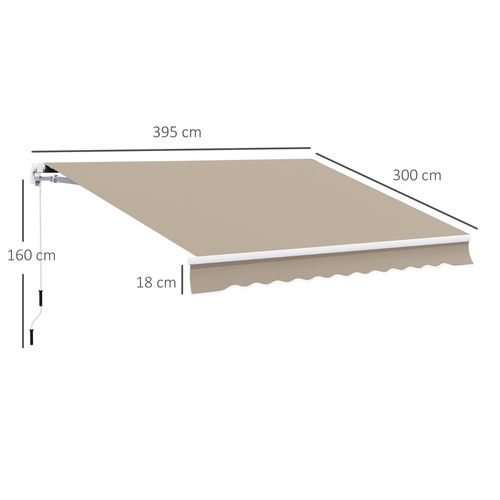 Store De Terrasse Alu 3,95m Protection Solaire Beige Pour Balcon Et Terrasse