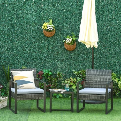 Ensemble De Mobilier De Jardin En Polyrattan Pour Deux Personnes, Étanche Et Élégant, Coussins Gris