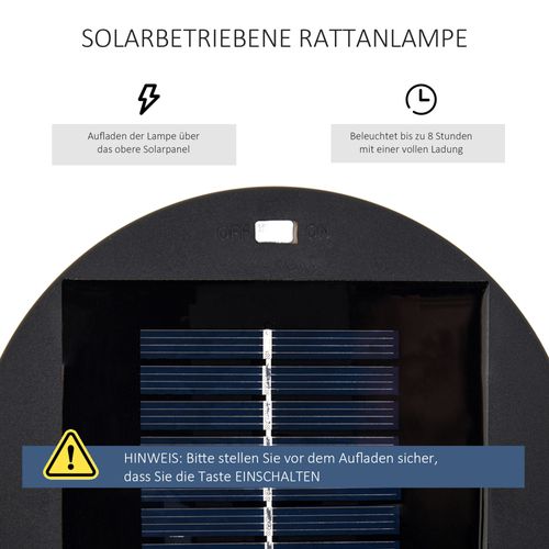 Lampe Solaire De Jardin LED Étanche Avec Capteur De Lumière, Noir, 21,5 X 21,5 X 61 Cm