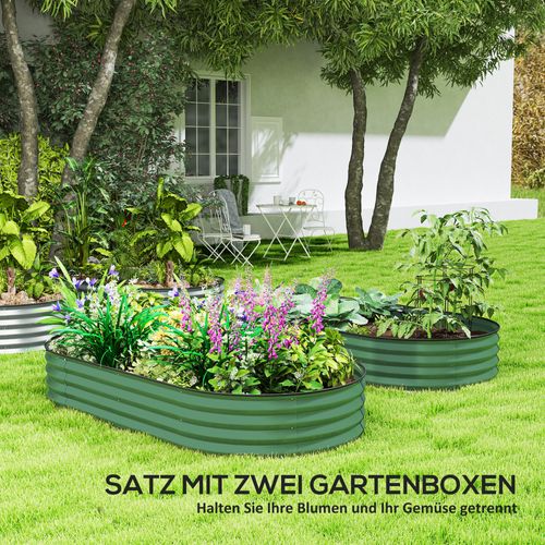 Set De 2 Jardins Surélevés En Acier 181x93x30 Cm, Empilables, Pour Jardin Et Balcon