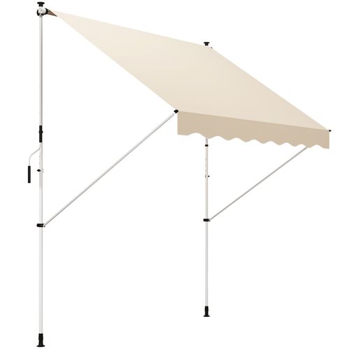 Store De Balcon En Aluminium 300 X 150cm Hauteur Réglable Bras Pliants Avec Manivelle Beige