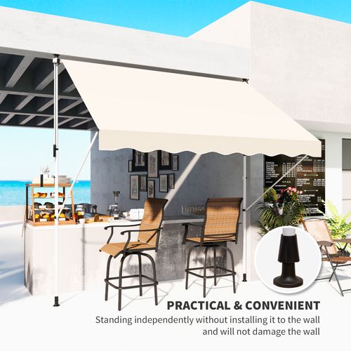 Store De Balcon En Aluminium 300 X 150cm Hauteur Réglable Bras Pliants Avec Manivelle Beige