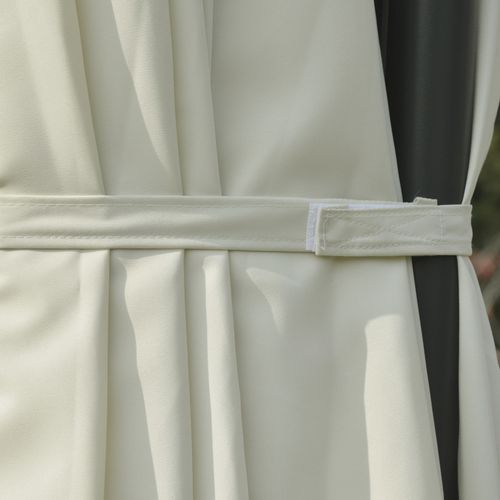 Parasol Double Déporté Avec Manivelle, Parasol Ajustable, ,métal, ,blanc Crème, 440 X 270 X 250 Cm