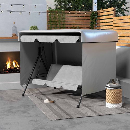 Housse De Protection Meubles De Jardin Pe Étanche Uv Renforcé, Gris 215 X 155 X 150 Cm