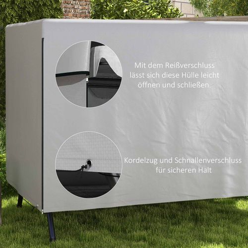 Housse De Protection Meubles De Jardin Pe Étanche Uv Renforcé, Gris 215 X 155 X 150 Cm