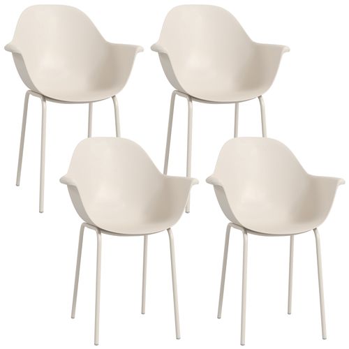 Ensemble De Chaises Jardin 4 Pièces, Empilables, Dossier, Accoudoirs, Balcon, Jusqu'à 120 Kg, Gris