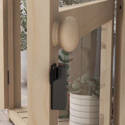 Serre En Bois à Deux Niveaux Avec Double Porte Et Fenêtre De Toit, Naturel, 103x61x103cm