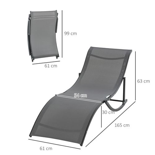 Set De 2 Chaises Longues En Aluminium Et Textilène Ergonomiques, Gris Foncé