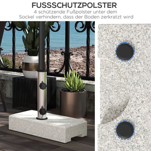 Base Demi-rond 25 Kg En Granit Pour Ø32/38/48 Mm, Balcon Et Jardin, Gris 45x40 Cm