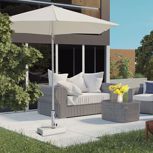 Base Demi-rond 25 Kg En Granit Pour Ø32/38/48 Mm, Balcon Et Jardin, Gris 45x40 Cm