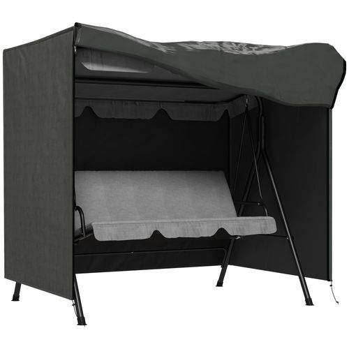 Housse Balancelle 3 Places En Oxford 420d, Résistante Uv Et Imperméable, 177x114x152 Cm, Gris Foncé