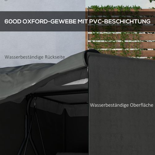 Housse Balancelle 3 Places En Oxford 420d, Résistante Uv Et Imperméable, 177x114x152 Cm, Gris Foncé