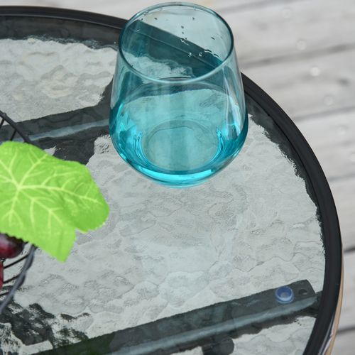 Table Ronde Pliante Ø45 Cm En Métal Avec Plateau En Verre Pour Balcon Ou Terrasse,noir