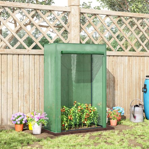 Serre En Acier Et Plastique Avec Porte Enroulable 100x50x150cm Pour Soin Des Plantes, Vert