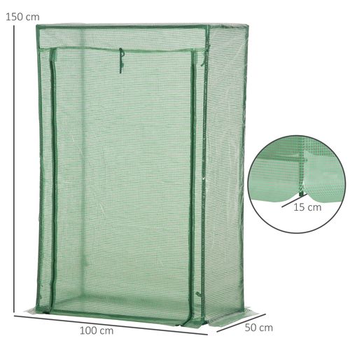 Serre En Acier Et Plastique Avec Porte Enroulable 100x50x150cm Pour Soin Des Plantes, Vert