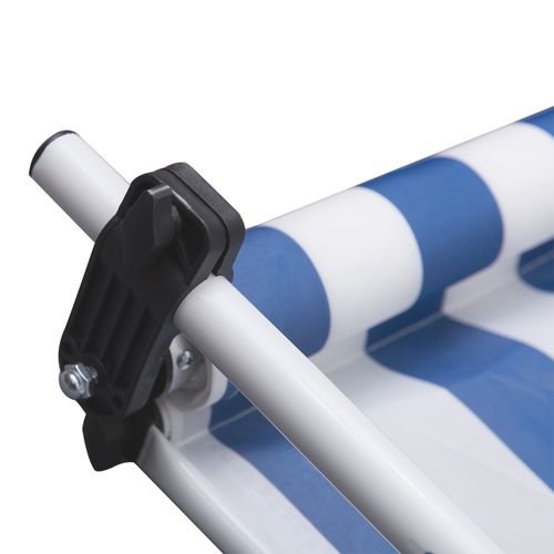 Store De Terrasse En Aluminium Et Polyester, Hauteur Réglable, Anti-salissures, Bleu/blanc