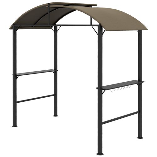 Pavillon Bbq 1,1 X 2,3m En Acier Avec Toit En Polyester, Surface Latérale, Kaki