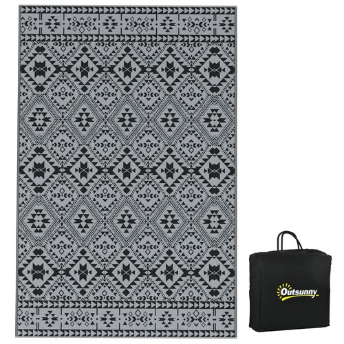 Tapis De Balcon Extérieur En Matière Écologique, Imperméable, Géométrique, Noir Et Gris,182 X 274 Cm
