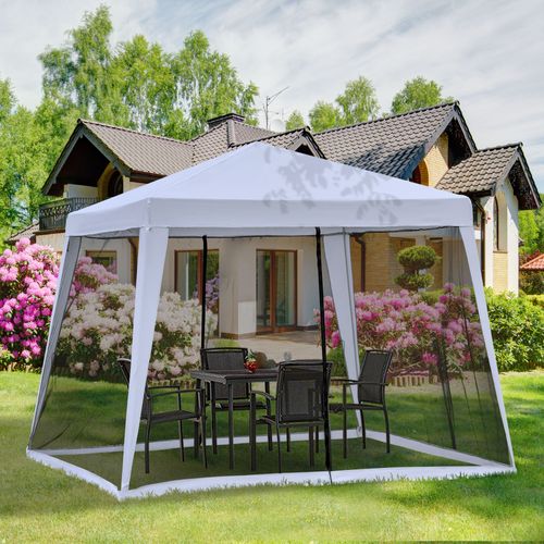 Pavillon 3x3m, Tente De Fête Avec Moustiquaire, Métal Et Polyester, ,gris