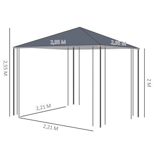 Pavillon 3x3m, Stable, Avec Parois En Métal Et Polyester, Pour Événements Extérieurs, ,gris