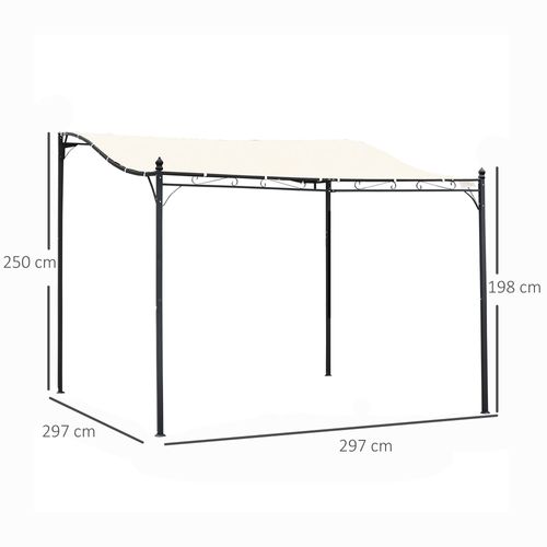 Pergola Jardin 297x297cm, Couverture En Métal, Idéale Pour Jardin Ou Terrasse, ,crème