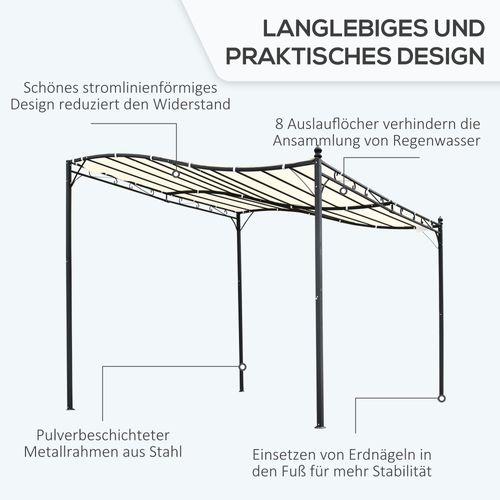 Pergola Jardin 297x297cm, Couverture En Métal, Idéale Pour Jardin Ou Terrasse, ,crème