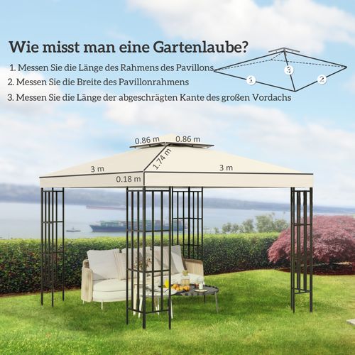 Abri De Jardin En Polyester 3x3m Imperméable Idéal Pour Jardin Et Terrasse, Crème