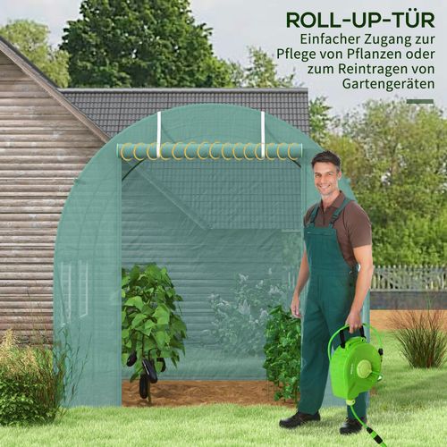 Serre De Jardin En Plastique Avec Fenêtres, Vert, 245 X 200 X 198 Cm