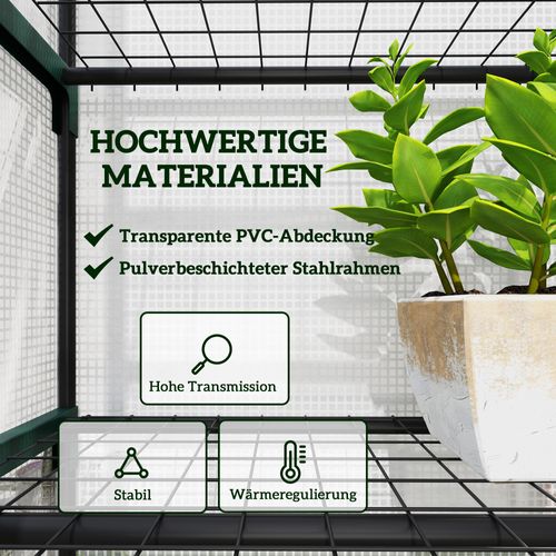 Serre En Acier Avec Porte Roulante, Étagères, Hiver Durable Pour Balcon Et Jardin, Blanc