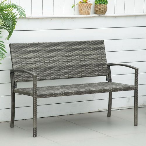 Banc De Jardin En Acier Avec Effet Rotin Pour 2 Personnes, Jusqu'à 320 Kg, Gris