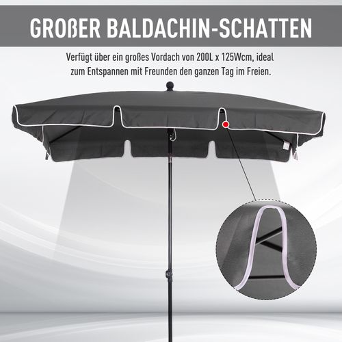 Parasol De Plage, Parasol De Jardin, Parasol De Balcon, Protection Solaire Inclinable, ,gris