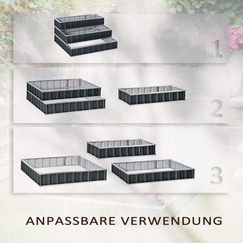 Bac à Fleurs En Acier 118x118x62 Cm Échelle à Fleurs 3 Niveaux Résistante Aux Intempéries,gris Foncé