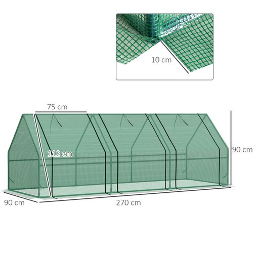 Serre De Jardin En Plastique 270x90x90cm Pour Tomates, Balcon Et Plantes, Vert