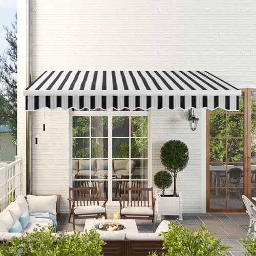 Store De Balkon En Aluminium Et Polyester Résistante Aux Uv, Blanc Et Bleu