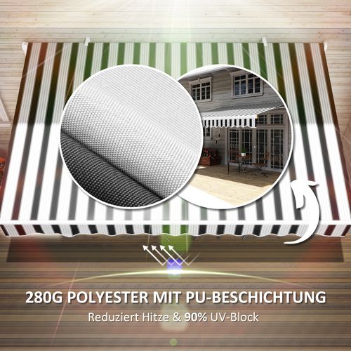 Store De Balkon En Aluminium Et Polyester Résistante Aux Uv, Blanc Et Bleu