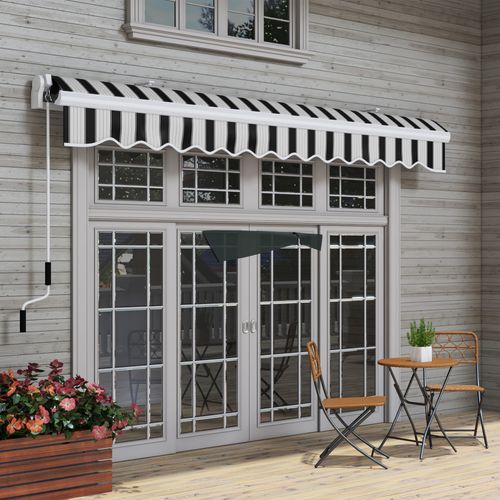 Store De Balkon En Aluminium Et Polyester Résistante Aux Uv, Blanc Et Bleu