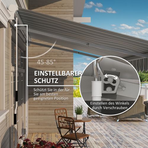 Markise Manuelle En Aluminium Avec Bras Articulé 4m, Protection Solaire, Blanc + Vert