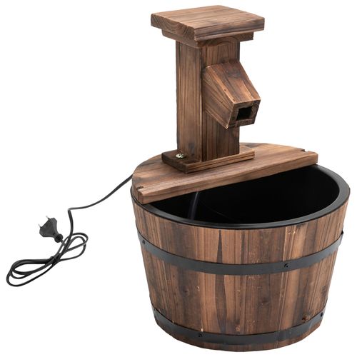 Fontaine De Jardin En Pin Et Métal, Avec Seau En Bois, Cascade, Marron