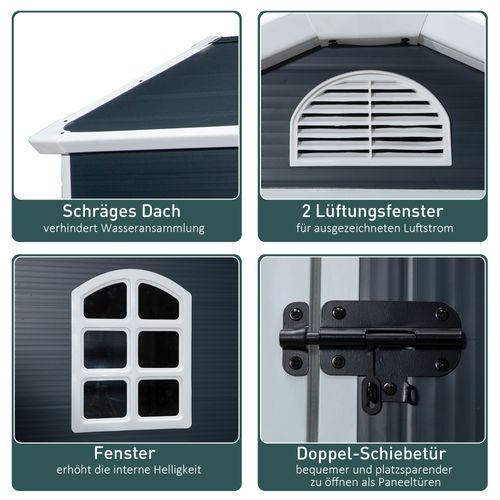 Abri De Jardin En Métal Avec Fenêtre De Ventilation Et Toit En Appentis, Gris