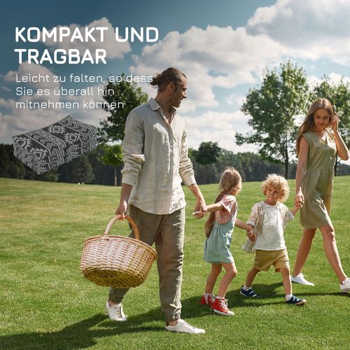 Tapis D'extérieur En Plastique Imperméable, Design Réversible, 182 X 274 Cm, Noir Et Gris