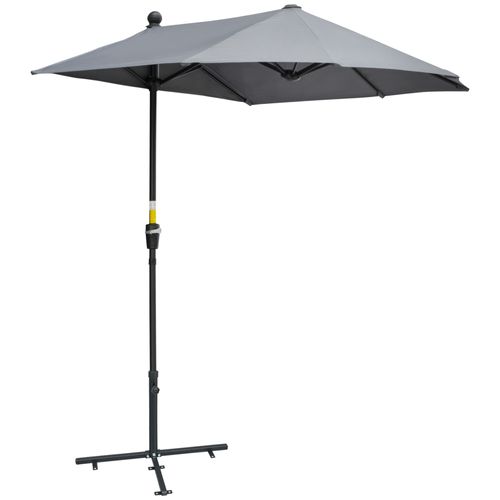 Parasol Semi-circulaire 2x2 M, Support, Imperméable, Jardin, Terrasse, Balcon, Gris Foncé