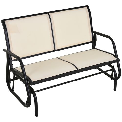 Banc 2 Places à Bascule, Balançoire De Jardin, Métal, Noir+beige, 120x70x85 Cm