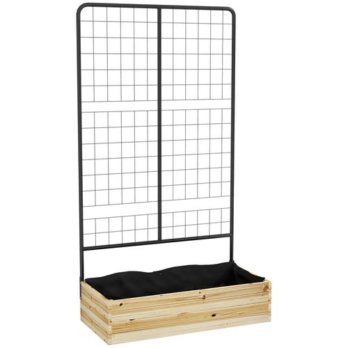 Bac Potager Avec Treillis En Bois Naturel 80x38x145 Cm, ,naturel