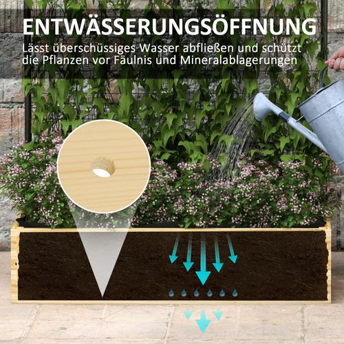 Bac Potager Avec Treillis En Bois Naturel 80x38x145 Cm, ,naturel