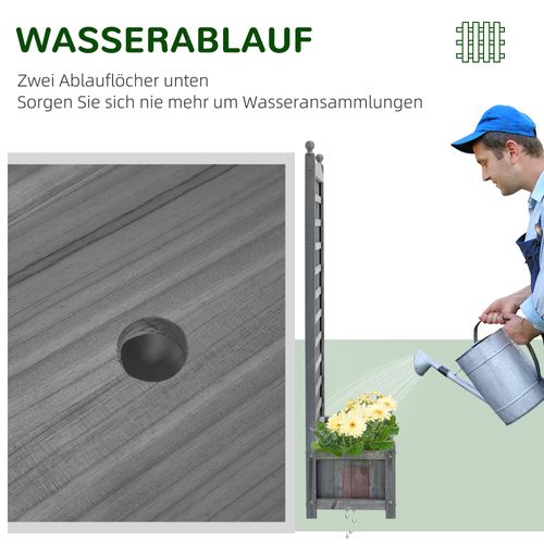 Bac à Plantes Bois Avec Treillis 64x28x120 Cm, ,gris Clair