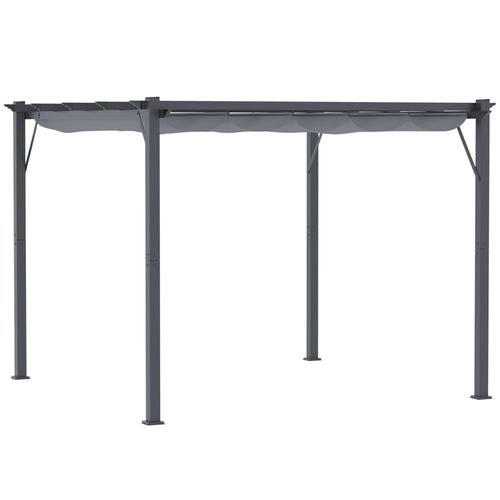 Pergola Pavillon En Aluminium Avec Toit Coulissant, Jardin, Gris Anthracite Et Gris Foncé, 3x3x2,23m