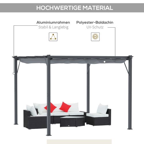 Pergola Pavillon En Aluminium Avec Toit Coulissant, Jardin, Gris Anthracite Et Gris Foncé, 3x3x2,23m