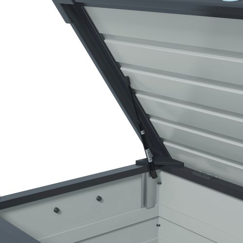 Coffre De Jardin En Plastique Avec Roulettes, Serrure Et Poignée, Gris Foncé