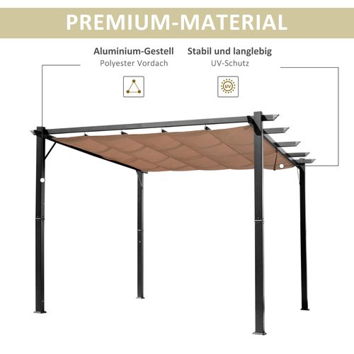 Pavillon 3 X 4 M En Aluminium Avec Toit En Tissu Réglable, Protection Solaire, Gris Et Marron