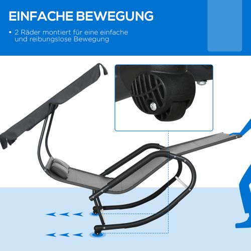 Chaise Longue à Bascule Double Avec Toit, Gris Foncé, 220 Kg